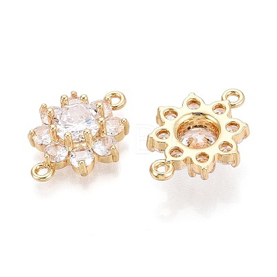 Brass Pave Clear Cubic Zirconia Connector Charms X-KK-N284-14G-1
