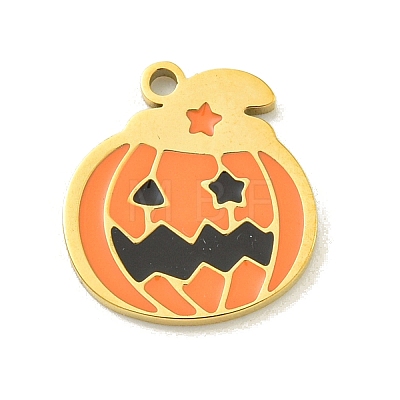 Halloween Theme Ion Plating(IP) 304 Stainless Steel Enamel Charms STAS-M011-03B-1