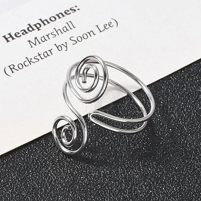 304 Stainless Steel Round Wrap Open Cuff Rings for Women Men RJEW-Z071-02B-P-1