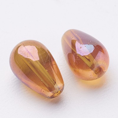 Electroplate Transparent Glass Teardrop Beads X-EGLA-Q047-8x13mm-05-1