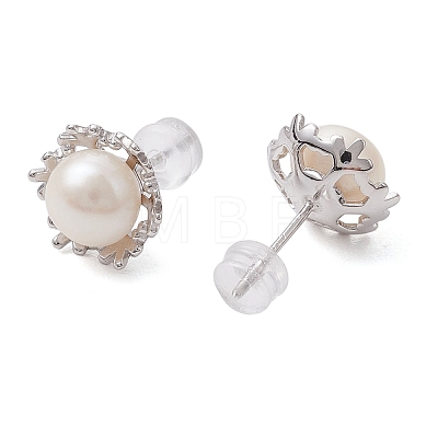 Natural Pearl Ear Studs EJEW-P286-10P-1