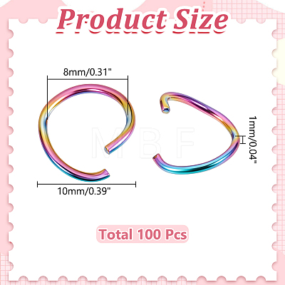 100pcs Rainbow Color 304 Stainless Steel Open Jump Rings STAS-ME0003-78B-1