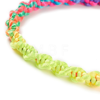 Rainbow Color Polyester Braided Adjustable Bracelet Making for Women BJEW-F454-03-1