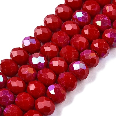 Electroplate Opaque Solid Color Glass Beads Strands EGLA-A044-P8mm-L15-1