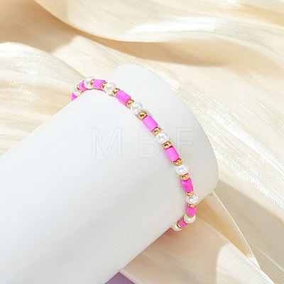 6Pcs Dyed Natural Freshwater Shell & Glass Pearl & Seed Beads Stretch Bracelets Set for Women BJEW-MZ00347-1