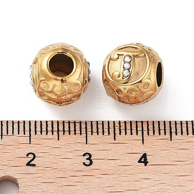 Ion Plating(IP) 304 Stainless Steel Rhinestone European Beads STAS-A092-10J-G-1