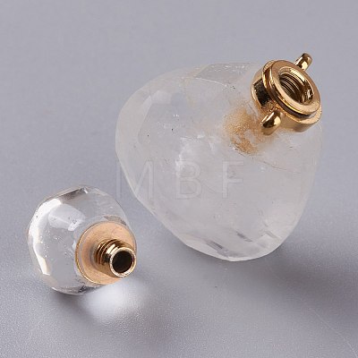 Teardrop Natural Quartz Crystal Perfume Bottle Pendants G-H241-02C-G-1