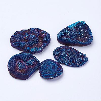 Electroplate Natural Druzy Agate Beads G-P252-01-1