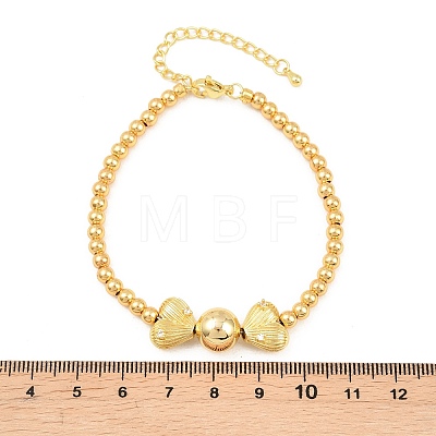 Brass Micro Pave Clear Cubic Zirconia Round Beaded Bracelets BJEW-F528-05G-1