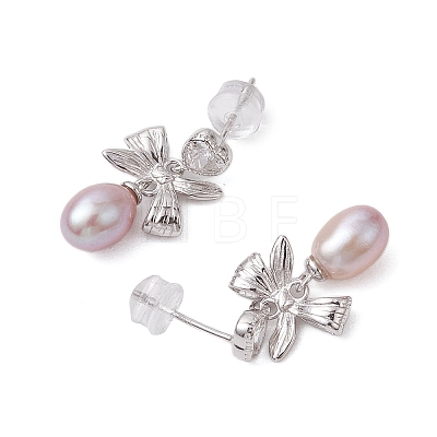 Natural Pearl Ear Studs EJEW-P286-50P-1