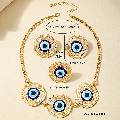 Alloy Enamel Earrings & Necklaces & Rings Sets for Women FS-WG87187-01-1