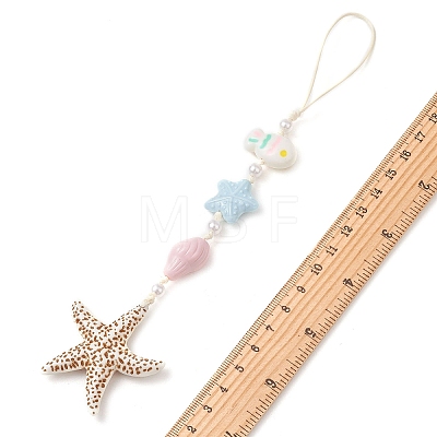 Ocean Theme Acrylic Beaded Waxed Polyester Cord Hanging Ornament HJEW-JM04991-1