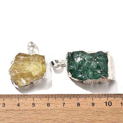 Raw Rough Natural Dyed Quartz Crystal Pendants G-G895-05S-M-1