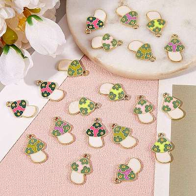 20Pcs 5 Colors Rack Plating Alloy Enamel Pendants ENAM-SZ0002-95-1