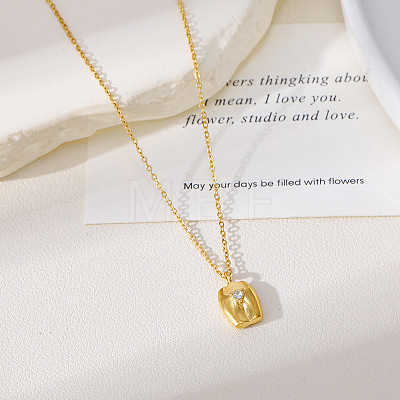 304 Stainless Steel Pave Clear Cubic Zirconia Pendant Necklaces WG4C9E8-02-1