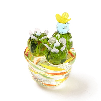 Glass Cactus Display Decorations DJEW-B004-04-1