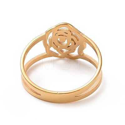 Ion Plating(IP) 201 Stainless Steel Rose Finger Ring RJEW-J051-22G-1