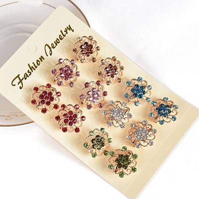 12Pcs Alloy Rhinestone Brooch for Backpack Clothes PW-WG29B21-01-1