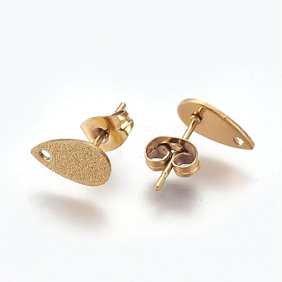 Ion Plating(IP) 304 Stainless Steel Stud Earring Findings LS-STAS-O119-12B-G-1