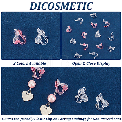 100Pcs 2 Colors Eco-friendly Plastic Clip-on Earring Findings KY-DC0001-09-1