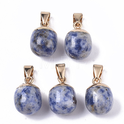 Top Golden Plated Natural Blue Spot Jasper Pendants G-T131-03E-1