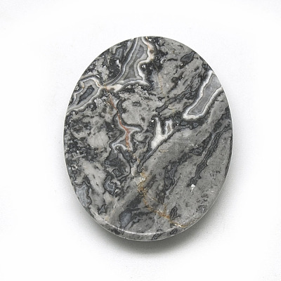 Natural Black Silk Stone/Netstone Cabochons G-R004-15A-1