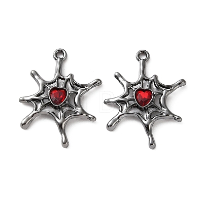 Alloy & Ruby Rhinestone Pendants FIND-G118-07B-01-1