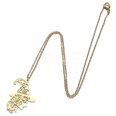 Halloween 201 Stainless Steel Witch Outline Pendant Necklaces for Women WG0654A-01-1