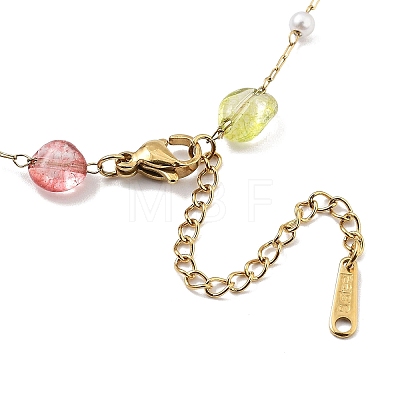 Colorful Glass Nuggets Link Chain Necklaces NJEW-H041-03G-1