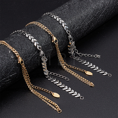  12Pcs 2 Style 304 Stainless Steel  Chain & Brass Cable Chain Bracelet Making AJEW-NB0003-26-1