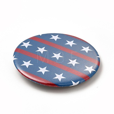 Independence Day Flat Round Tinplate Badge Pins JEWB-G021-01G-1