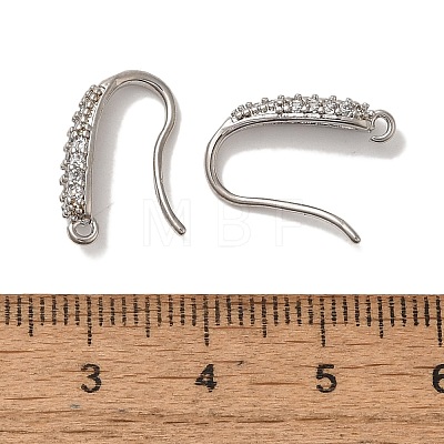 Rack Plating Brass Micro Pave Clear Cubic Zirconia Earring Hooks KK-A231-02P-1