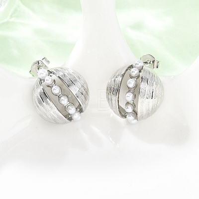 Round Brass Stud Earrings EJEW-D351-01P-1