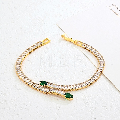 Snake Brass Pave Cubic Zirconia Link Chain Bracelets UA5889-3-1