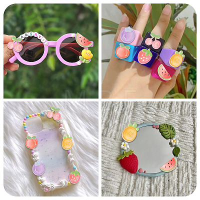 36Pcs 6 Styles Fruit Theme Transparent Resin Cabochons RESI-TADJ0001-27-1