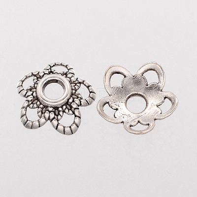 5-Petal Flower Tibetan Silver Fancy Bead Caps AA484-1