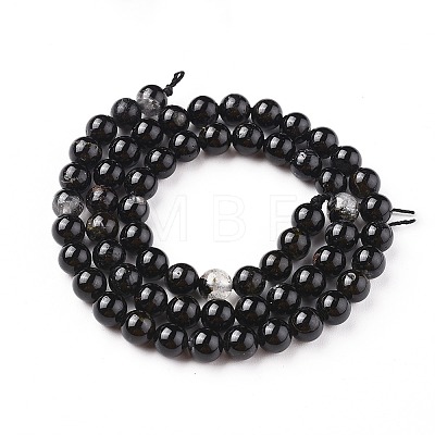 Natural Black Tourmaline Beads Strands G-F666-05-8mm-1