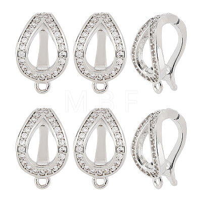 6Pcs Brass Micro Pave Clear Cubic Zirconia Twister Clasp FIND-BC0004-02-1