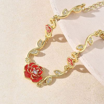 Brass Micro Pave Clear Cubic Zirconia Link Chain Bracelets for Women BJEW-C156-05G-1