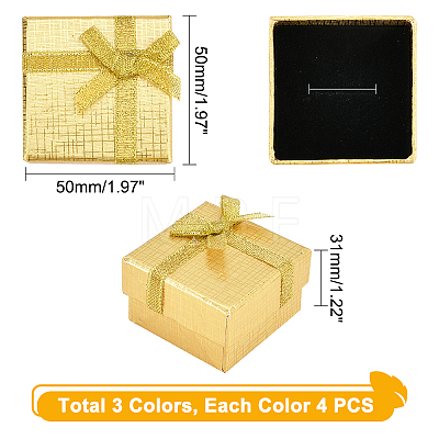   12Pcs 3 Colors Cardboard Box Ring Boxes CBOX-PH0002-13-1
