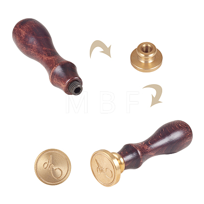DIY Letter Scrapbook Brass Wax Seal Stamps and Wood Handle AJEW-P068-C05-1