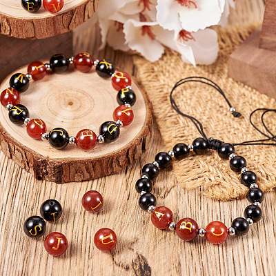 2 Sets 2 Colors Natural Black Agate & Red Agate Beads G-TA0001-46-1