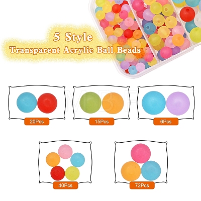 153 Pcs 5 Style Transparent Acrylic Ball Beads FACR-YW0001-03-1