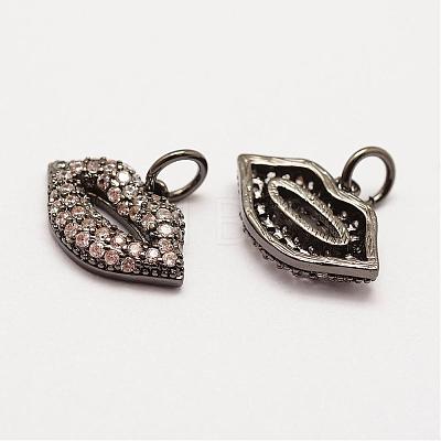 Brass Micro Pave Grade AAA Cubic Zirconia Charms ZIRC-G090-43-NR-1