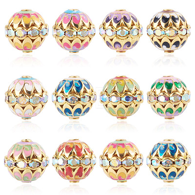 15Pcs Brass Enamel Beads KK-TA0009-20G-1