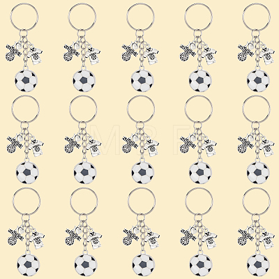 20Pcs Alloy Enamel Football Keychain KEYC-SC00001-1