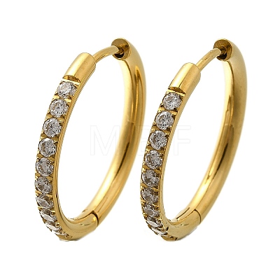 304 Stainless Steel Micro Pave Clear Cubic Zirconia Huggie Hoop Earrings EJEW-C096-01H-G01-1