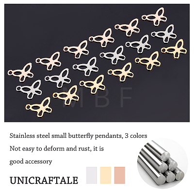 Unicraftale 72Pcs 3 Colors 304 Stainless Steel Charms STAS-UN0027-28-1