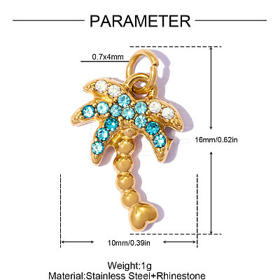 304 Stainless Steel with Sapphire Rhinestone Pendants RB-OY001-46G-1