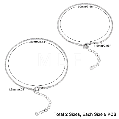 Unicraftale 304 Stainless Steel Snake Chain Bracelets STAS-UN0008-72P-1